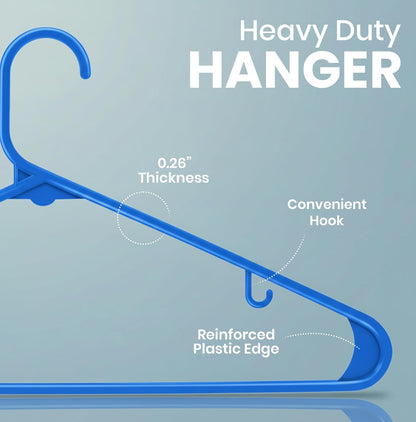 Utopia Home Plastic Hangers 50 Pack - Durable Space-Saving Closet Organizers - Ideal for Shirts, Pants, Skirts & Coats (Blue)