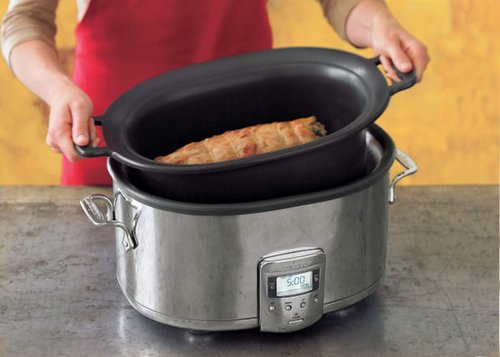 All-Clad 7-Quart Stainless Steel Electric Slow Cooker - Programmable LCD Timer & Aluminum Insert