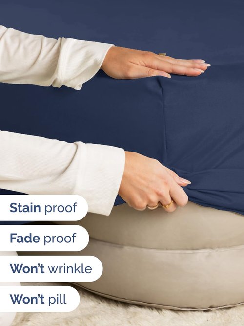 Extra Deep Queen Fitted Sheet - Hotel Luxury Single Fitted Sheet Only - Easily Fits 18 inch to 24 inch Mattress - Ultra Soft, Wrinkle & Fade Free w/Extra Deep Pockets - Breathable & Comfy - Navy Blue