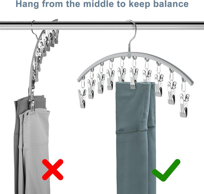 Volnamal Legging Organizer - Metal Yoga Pants Hanger with Rubber Coating | 4 Pack Holds 40 Leggings - Gray