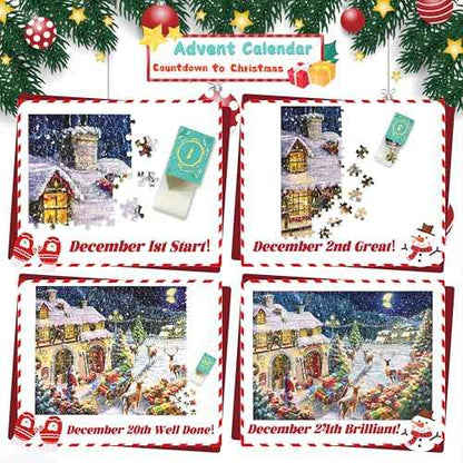 Advent Calendar 2025 Christmas Jigsaw Puzzles - Christmas Workshop 1008 Pieces Advent Puzzles for Kids and Adults, 24 Boxes Christmas Countdown Calendar Christmas Puzzle Gift