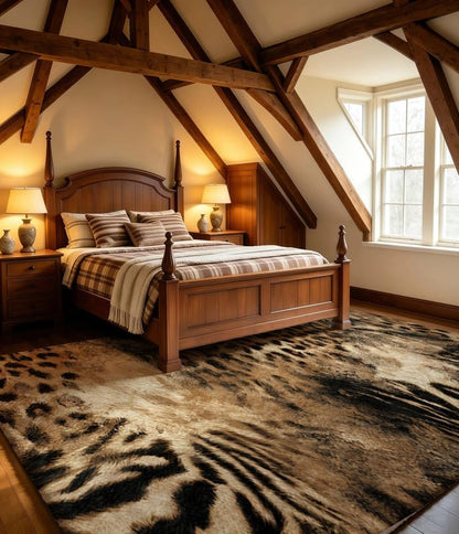 Leopard Area Rug with Non-Slip Backing - 4x6 Faux Animal Print for Living Room