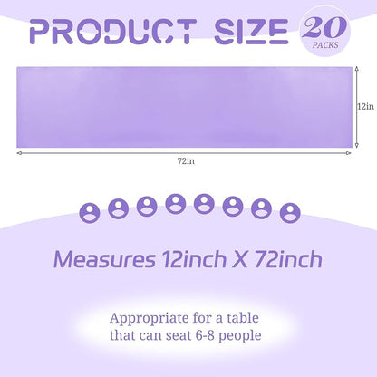 Lavender 20 Pack Satin Table Runner 12 x 72 Inches - Premium Polyester Wrinkle-Free Linens (Variation: Lavender+20 Pack 30 x 183 cm)