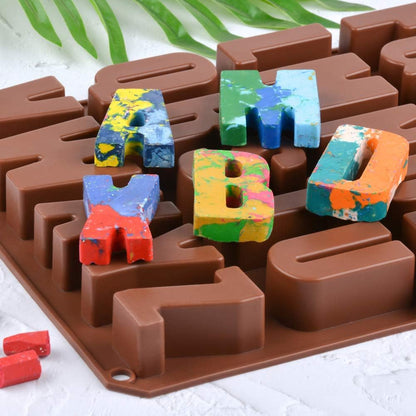 Skiennix Silicone Alphabet Mold - 26 Cavities for Crayon, Resin, Chocolate, Candy & Cake Baking