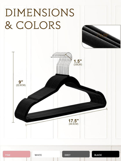 Smartor Velvet Hangers - 40 Pack Non-Slip Heavy Duty Felt Hangers | Premium Slim Black with 360° Rotating Hook