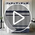 Navy Striped No Hook Geometric Shower Curtain 71x74 Inch with Liner