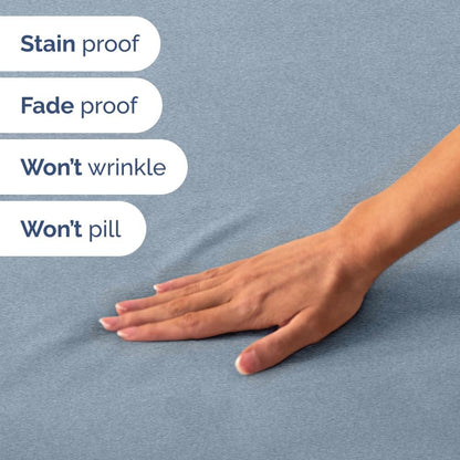 RV Short Queen Sheet Set - Soft, Breathable & Cooling 4-Piece Bedding for Trailers | Fits 8” to 12” Mattresses - Heathered Blue