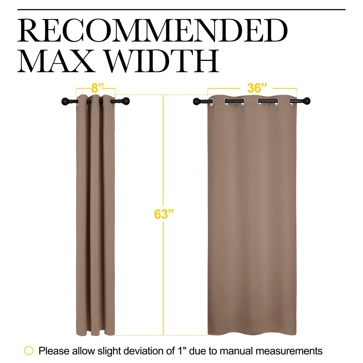 NICETOWN Window Treatment Thermal Insulated Solid Grommet Blackout Curtains/Drapes for Bedroom (Set of 2 Panels, 42 by 63 Inch, Cappuccino)