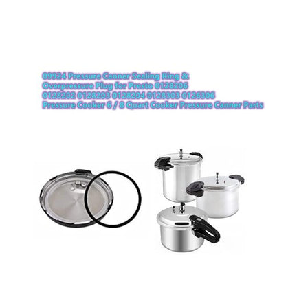 2-Pack 09924 Pressure Canner Sealing Ring & Overpressure Plug for Presto 0128206 0128202 0128203 0128204 0128303 0126306 Pressure Cooker 6 8 Quart Cooker Pressure Canner Parts