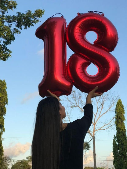 Numbers Balloons - 40 Inch Red Foil Number Balloons for 18th Birthday & Wedding Celebrations