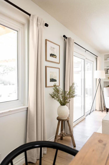 Skiennix Blackout Curtains - 100% Blackout Linen Drapes, Thermal Insulated, 50" W x 72" L, Beach Sand - 2 Panels Set