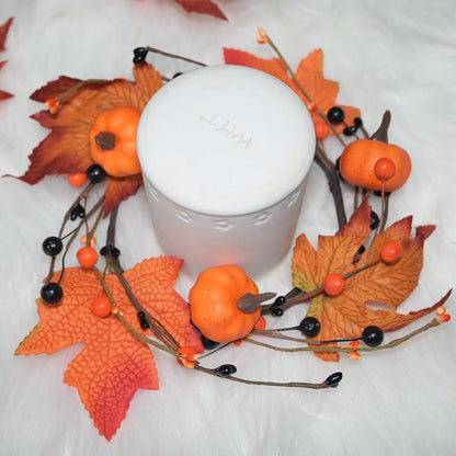Skiennix 3-Piece Fall Candle Rings - Autumn Maple Leaves & Pumpkins | Perfect for Thanksgiving & Halloween Decor