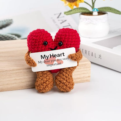 Mini Crochet Positive Love Heart - Knitted Pocket Hug Gift