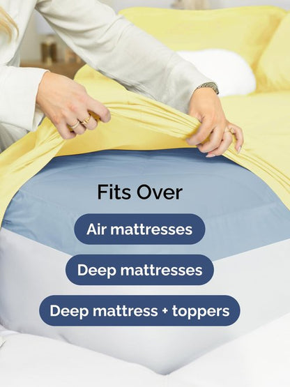 Extra Deep Twin Fitted Sheet - Hotel Luxury Single Fitted Sheet Only - Easily Fits 18 inch to 24 inch Mattress - Ultra Soft, Wrinkle Free w/Extra Deep Pockets - Easy-Care, Breathable & Comfy - Yellow