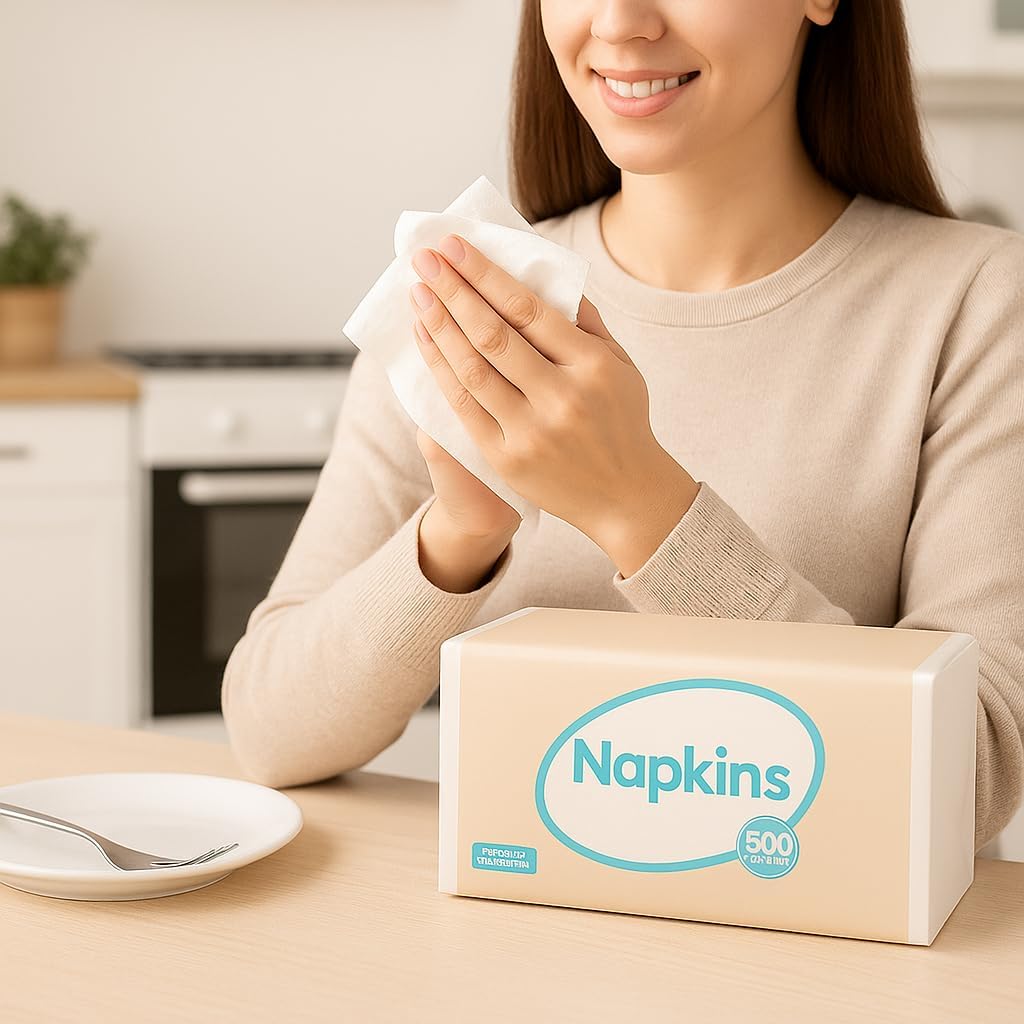 White Disposable Paper Napkins by [Brand Name] - 500 Count Soft Napkins for Home, Parties & Events