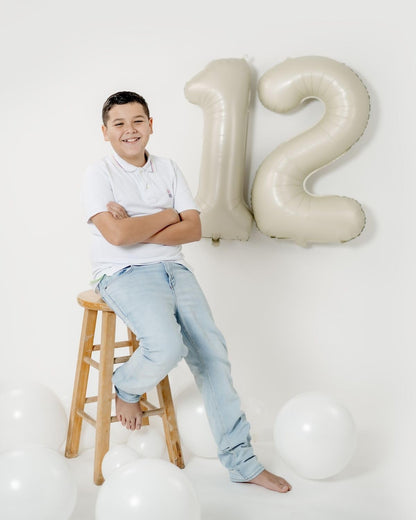 Skiennix 40-Inch Cream Number Balloons - Large 12 & 21 Birthday Decorations | Perfect for Weddings & Graduations