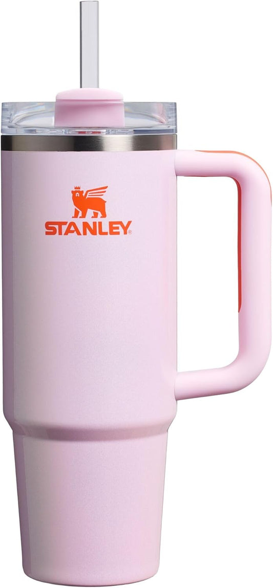 Stanley Quencher H2.0 Tumbler - 30 oz Insulated Stainless Steel Cup with Handle & Straw | BPA-Free Rose Petal Shimmer