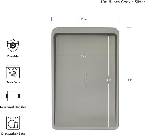 KitchenAid Nonstick Aluminized Steel Cookie Slider - 10x15in, Contour Silver Finish