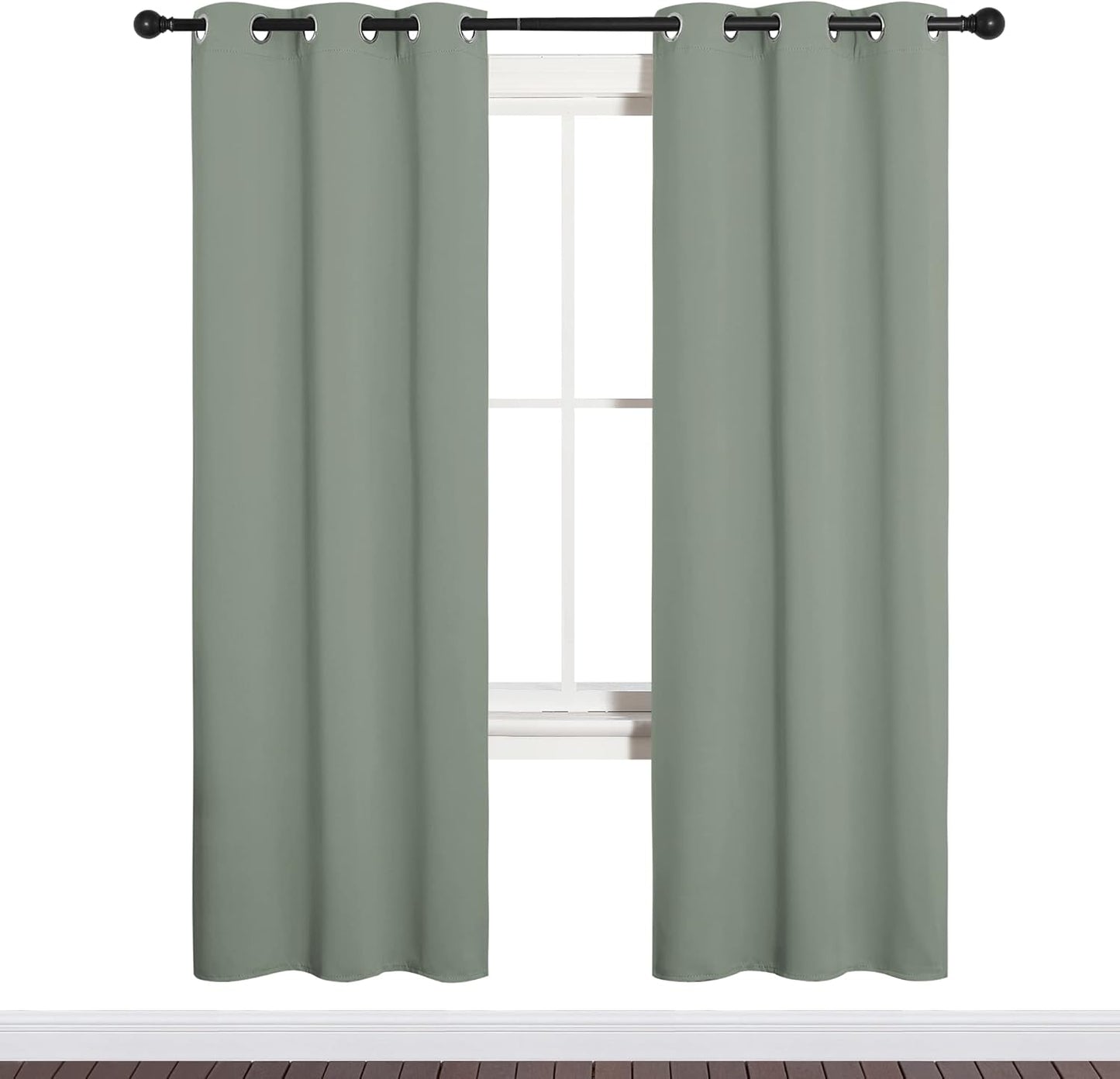 NICETOWN Blackout Curtain Panels - Thermal Insulated Draperies in Greyish Green | 34x72 Inch, 1 Pair