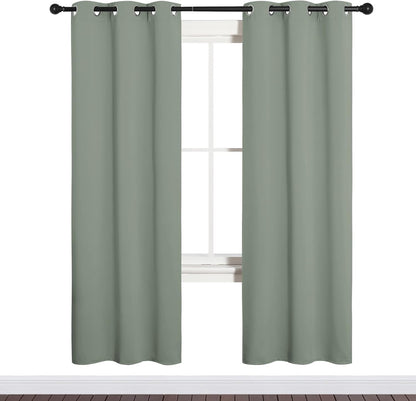 NICETOWN Blackout Curtain Panels - Thermal Insulated Draperies in Greyish Green | 34x72 Inch, 1 Pair
