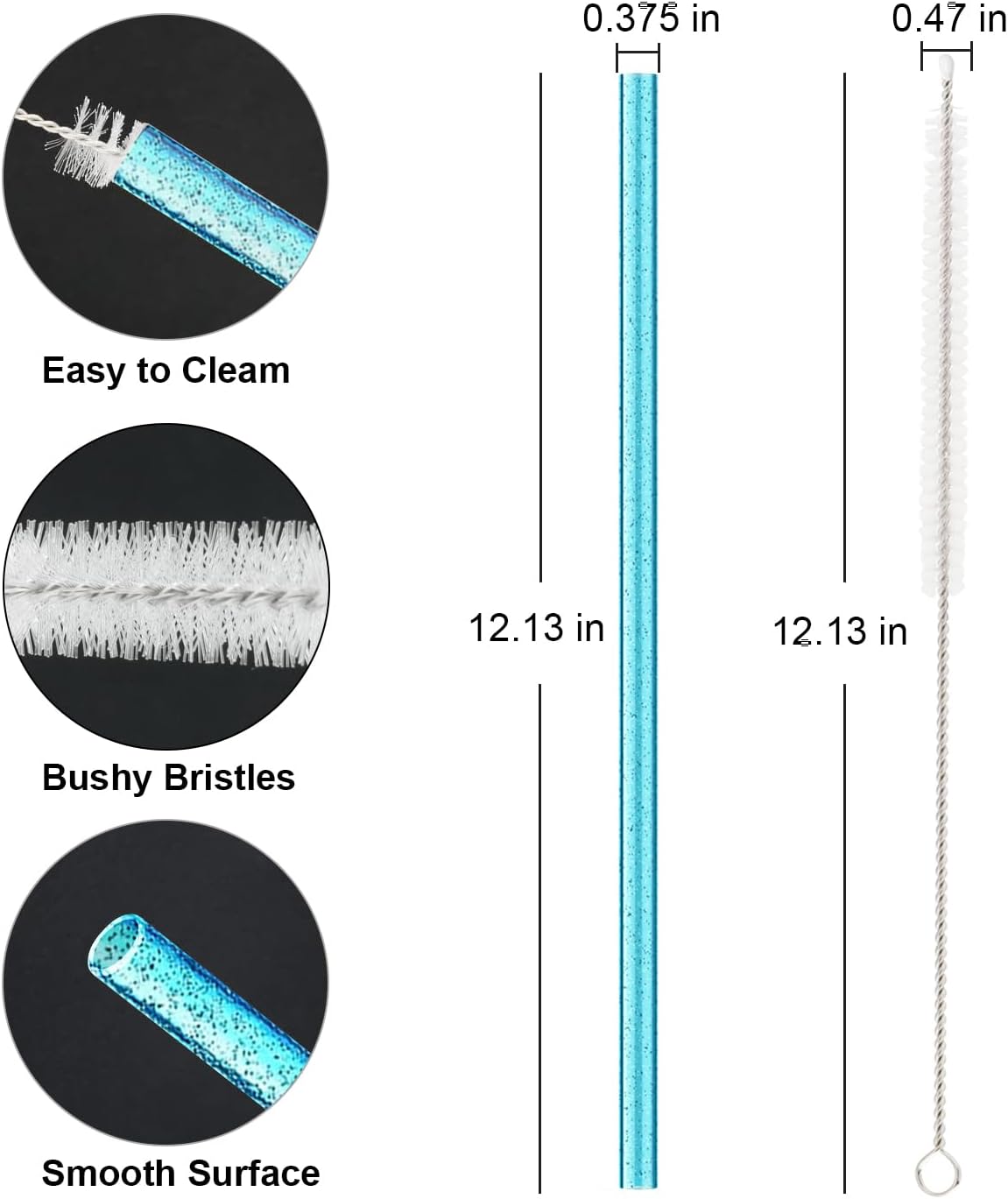 Stanley - Replacement Straws for 40 oz, 30 oz & 64 oz Tumblers - 10 Pack Reusable Colorful Straws with Cleaning Brush