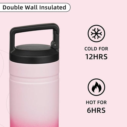 BJPKPK Insulated Water Bottle - 20 oz Double Wall Stainless Steel Tumbler with 2 Lids | Cherry Blossom Design