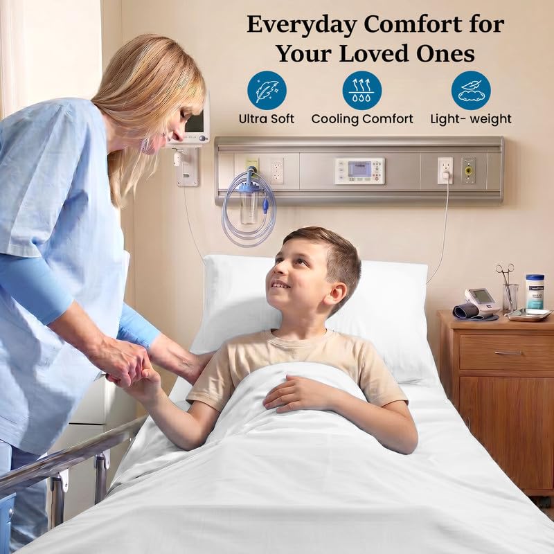 Hospital Bed Sheet Set 36 x 84 Inch 3-Piece Egyptian Cotton 400 Thread Count White Variation of White / Standard 36"X84"X12" Drop