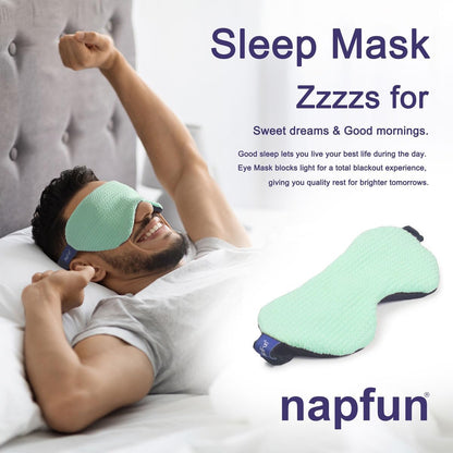 Napfun Neck Pillow - Memory Foam Travel Pillow with Pouch, Sleep Mask & Earplugs | Turquoise Striped Kit