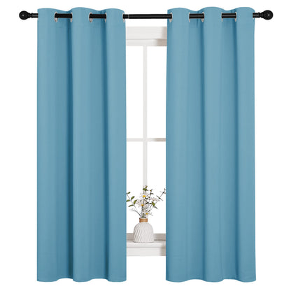 NICETOWN Thermal Insulated Curtains Blackout Draperies, Window Treatment Solid Grommet Room Darkening Drape Panels for Bedroom (Teal Blue, Set of 2 Panels, 34 by 63 inches Long)