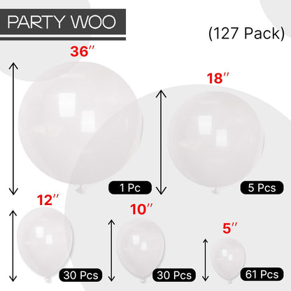 PartyWoo Clear Balloon Arch Kit - 127pcs in Various Sizes for Weddings, Graduations & Celebrations