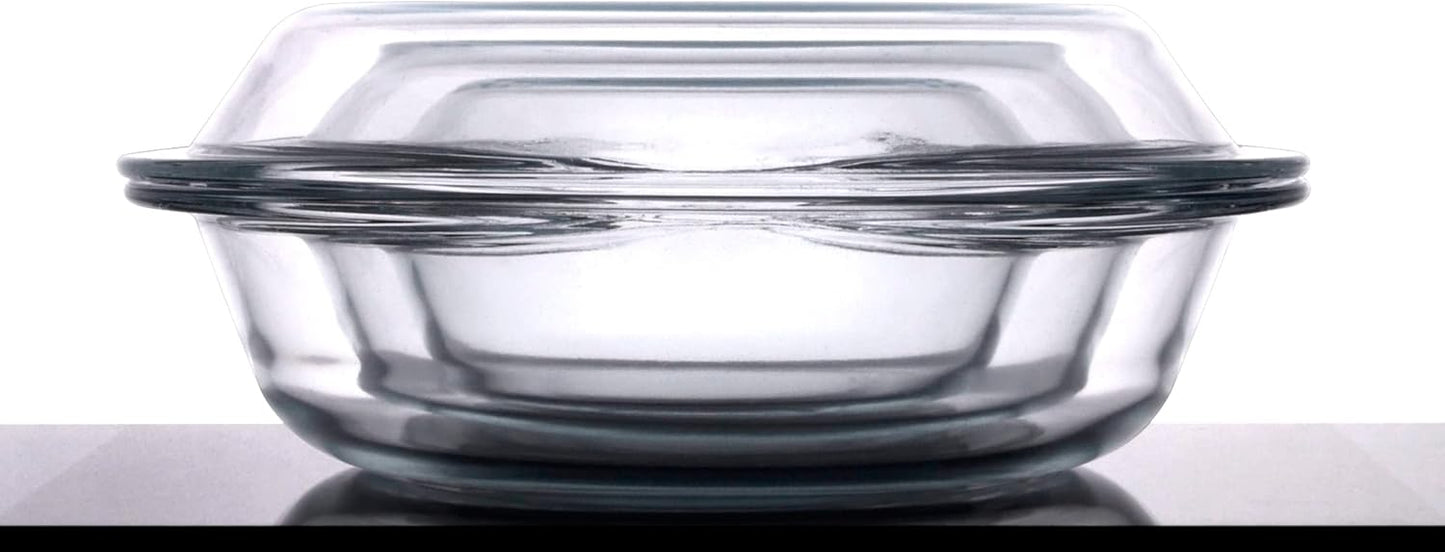 Regine Switzerland Round Glass Casserole Dishes Set - Nesting Baking Dish with Lids | Oven, Freezer & Dishwasher Safe - 0.5QT, 1QT, 1.8QT
