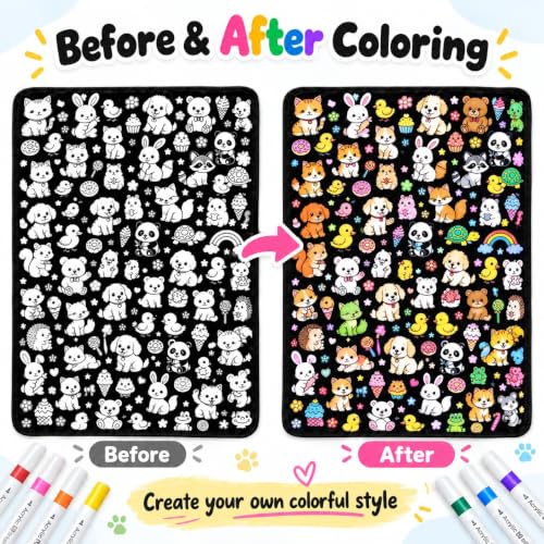 DIY Coloring Blanket with 24 Oil-Based Markers - 59x50in Soft Fabric