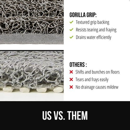 GORILLA GRIP Exfoliating Bath Mat - Soft Loofah-Style Scrubber with Quick Dry Drainage | 24x16, Gray