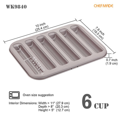 CHEFMADE Financier Cake Pan, Non-Stick 6-Cavity Rectangle Muffin Pan Biscuits