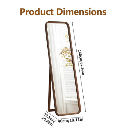 Anwick Walnut 63-Inch Full Length Floor Mirror - Standing Wood Framed
