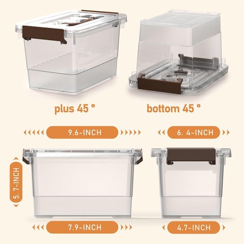 Clear Plastic Storage Bins - 8 Pack Latch Boxes with Handles | 4 Quart Multi-Purpose Containers