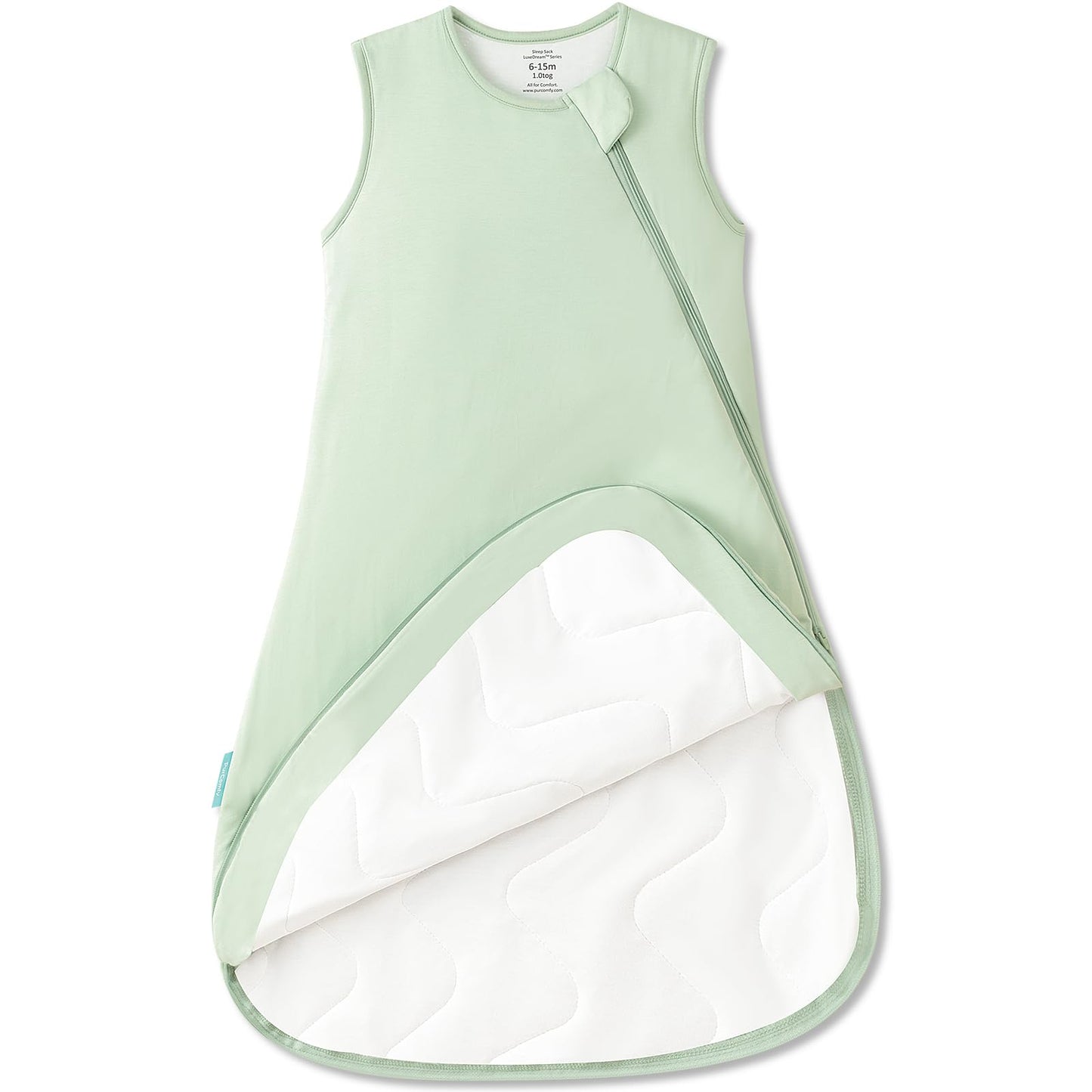 PurComfy Supersoft Sleep Sack 1.0 TOG, Premium Bamboo Viscose Baby Sleeping Bag, 2-Way Safe Zipper Sleep Sacks 6-15 Months (Sage)