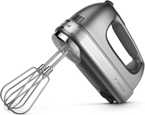 KitchenAid 9-Speed Hand Mixer - Turbo Beater II Accessories & Pro Whisk in Contour Silver