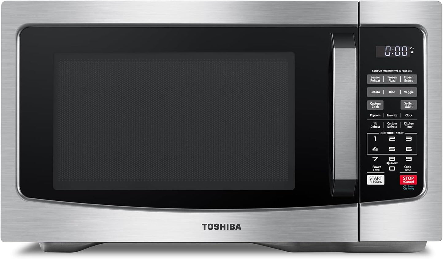 TOSHIBA Countertop Microwave Oven - 1.2 Cu Ft with Smart Humidity Sensor & 12 Auto Menus | Silver Finish