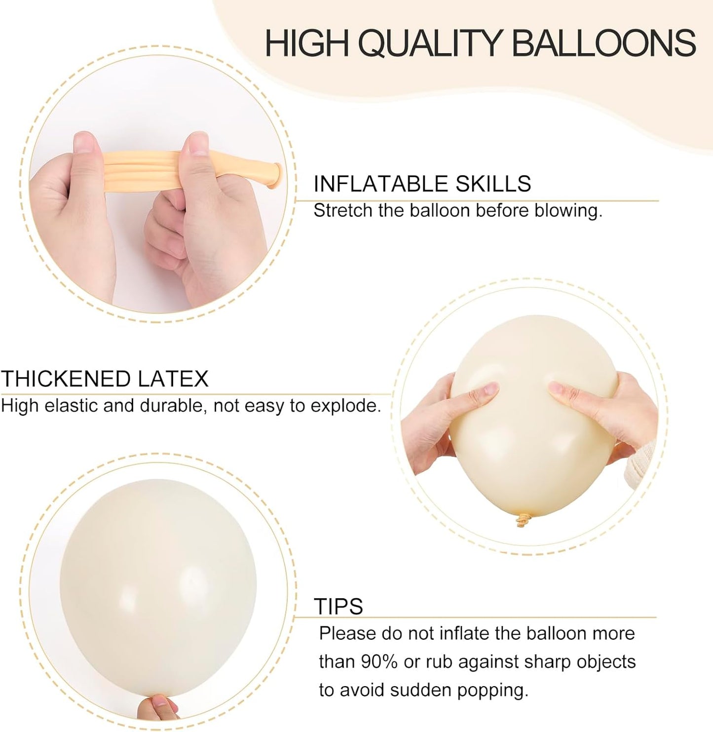 RUBFAC Ivory White Latex Balloons - 129pcs Garland Arch for Birthday, Wedding, Baby Shower | Various Sizes 5-18 Inch