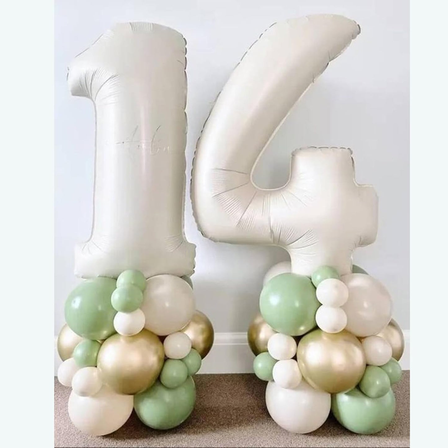 Skiennix 40-Inch Cream White Foil Number Balloons | Helium-Inflatable 0-9 for Birthdays & Anniversaries