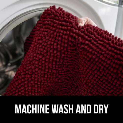 GORILLA GRIP Bath Rug Mat 54x24, Soft Absorbent Chenille, Quick Dry Microfiber Mats, Rubber Backing Washable Shower Floor Rugs, Bathmat Runner, US Designed Bathroom Home Decor Accessories Burgundy