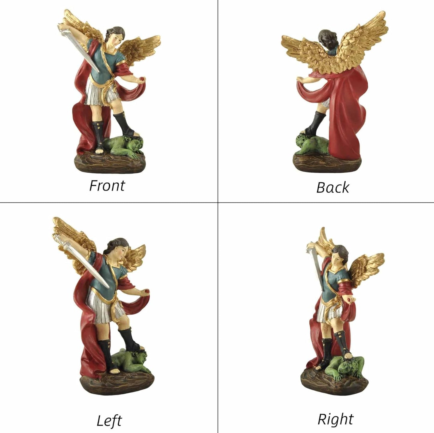 San Miguel Archangel Statue - Saint Michael Defeats Lucifer | 5.31” Religious Collectible Sculpture