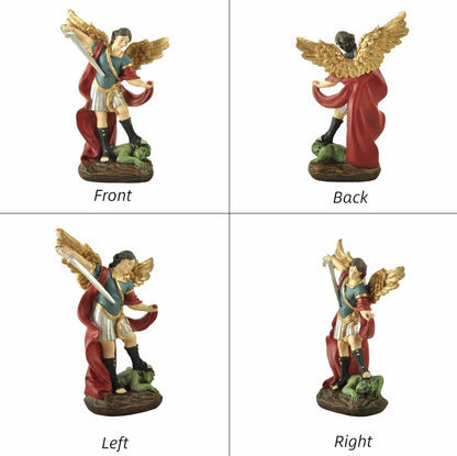 San Miguel Archangel Statue - Saint Michael Defeats Lucifer | 5.31” Religious Collectible Sculpture