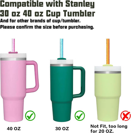 Stanley Replacement Straws - 6 Pack Reusable Straws with Cleaning Brush | Dishwasher Safe, Fits 40 oz & 30 oz Tumblers
