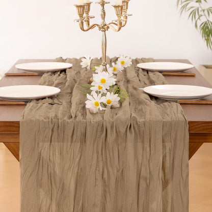 Socomi Cheesecloth Table Runner - 3pcs Nude Brown Boho Rustic Decor | 120 Inch for Weddings & Events