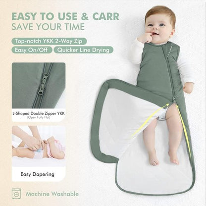HAPIU Baby Sleep Sack - Unisex Bamboo Rayon, 2-Way Premium Zipper, TOG 1.0 Wearable Blanket
