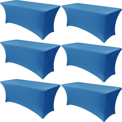 Obstal 6 Pack Stretch Spandex Table Covers - Fitted 6 FT Rectangular Tablecloths for Weddings & Parties | Aqua, 72" L x 30" W x 30" H