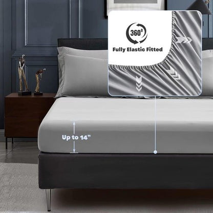 Maple&Stone Queen Size Comforter Set - 7-Piece Down Alternative Bed in a Bag | Soft Reversible Duvet in Dark Grey & Light Grey