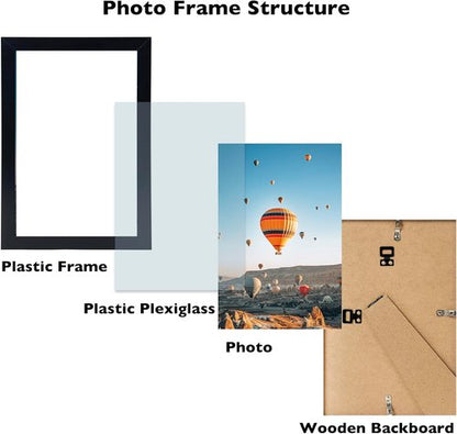 JCJMY 8.5x11 Inch Black Picture Frame - Shatter Resistant Plexiglass for Certificates & Photos | Horizontal & Vertical Display